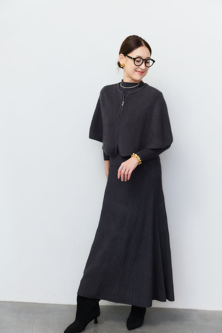 【3点セット】2WAYジップ ケープニットセットアップ