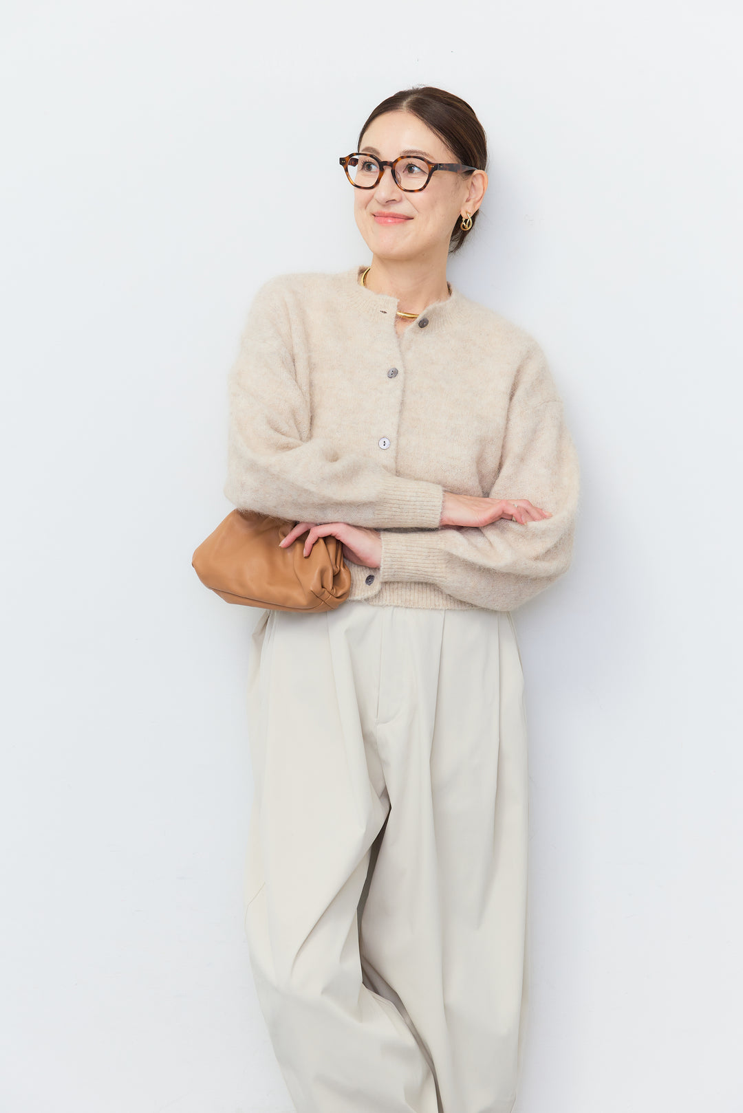 アルパカシャギーショートカーディガン