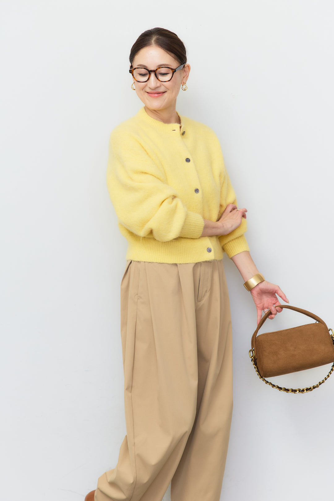 アルパカシャギーショートカーディガン