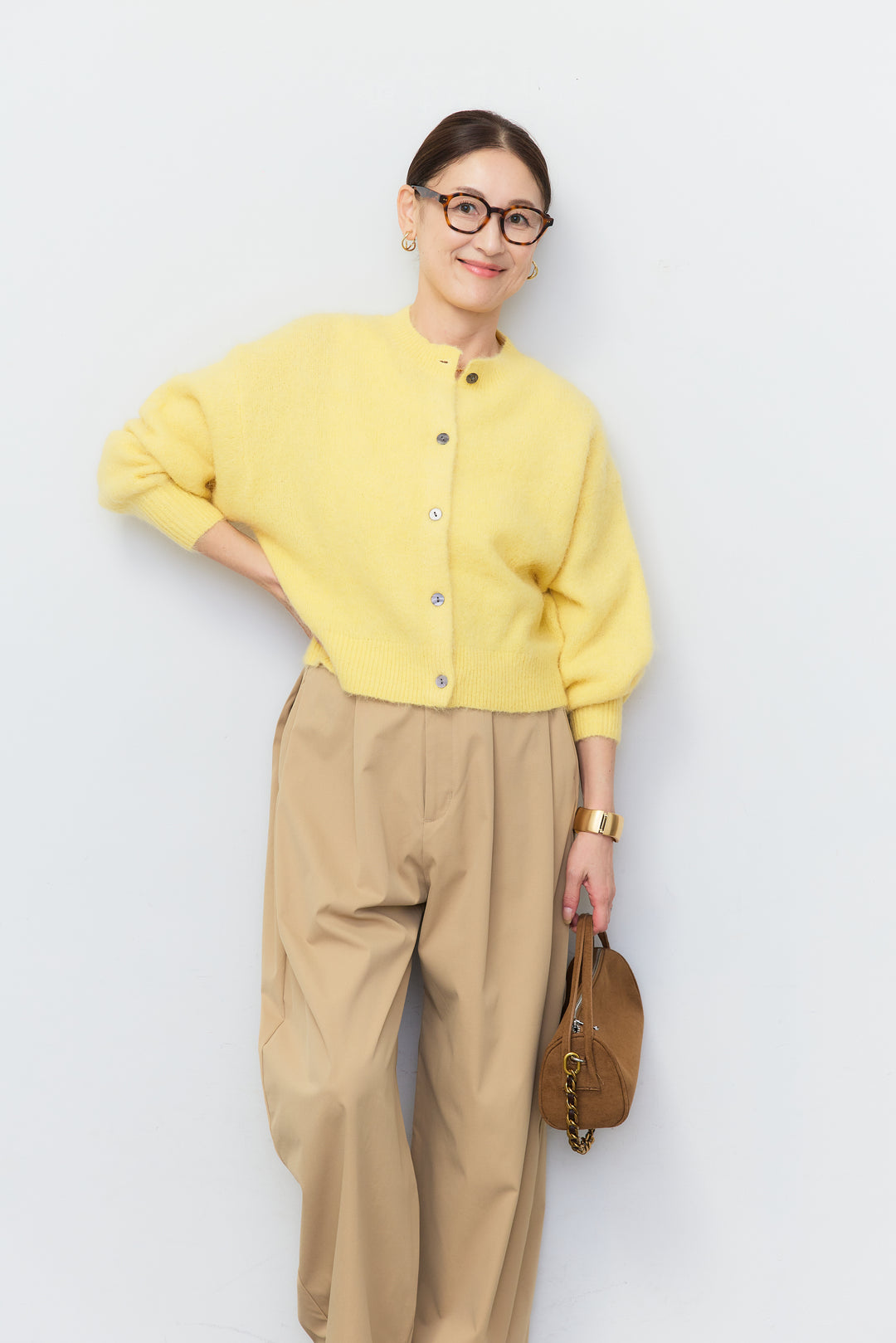 アルパカシャギーショートカーディガン