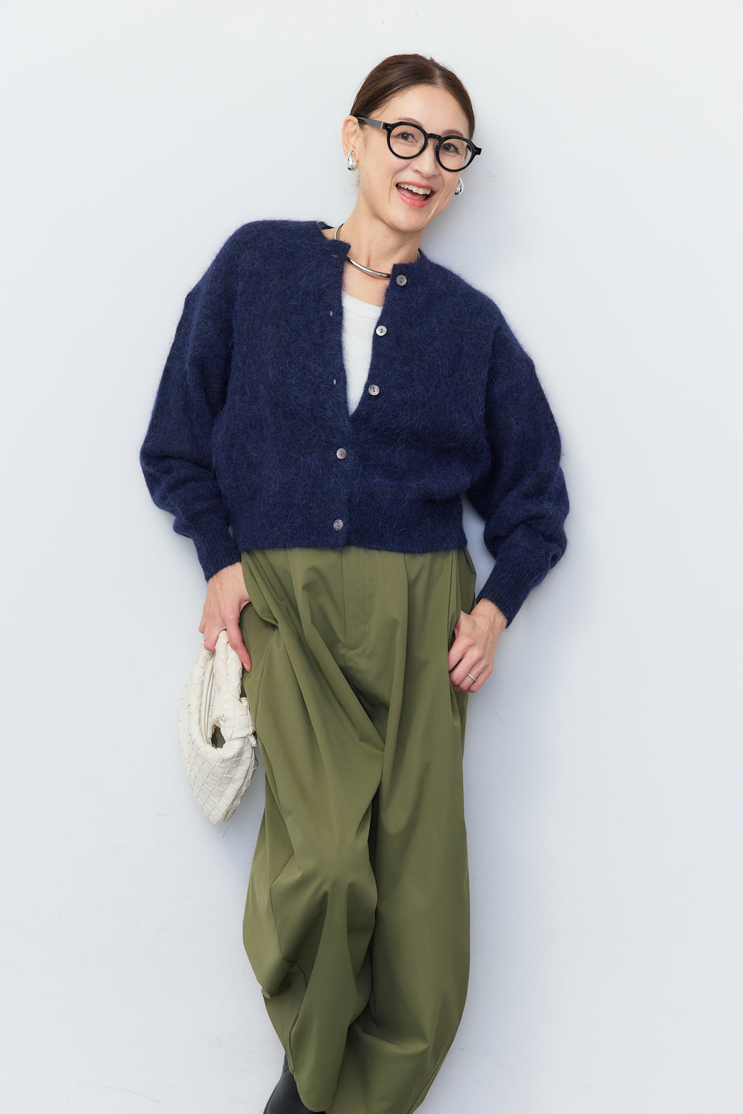 アルパカシャギーショートカーディガン