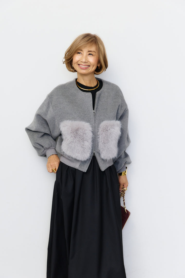 ファーポケットウールブルゾン