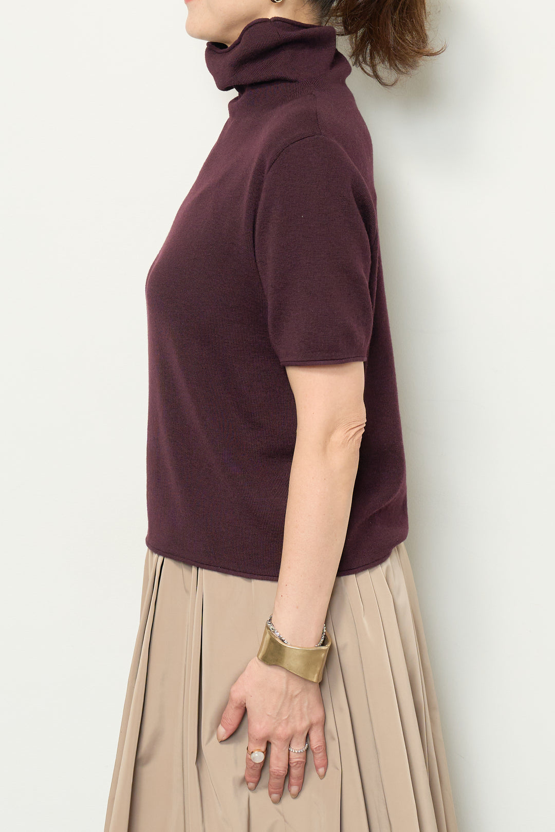 半袖タートル起毛カットソー