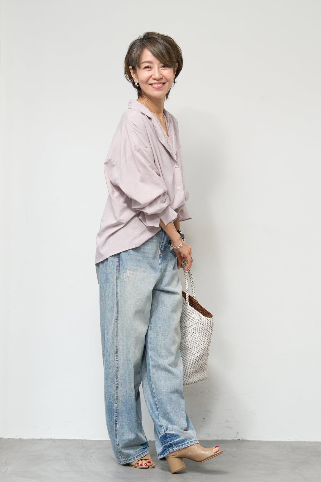 レース付オープンカラーシャツ