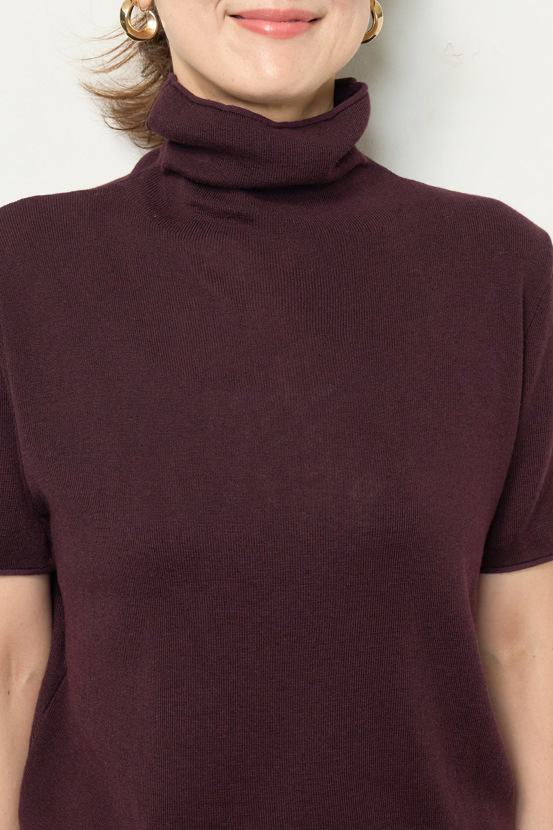 半袖タートル起毛カットソー