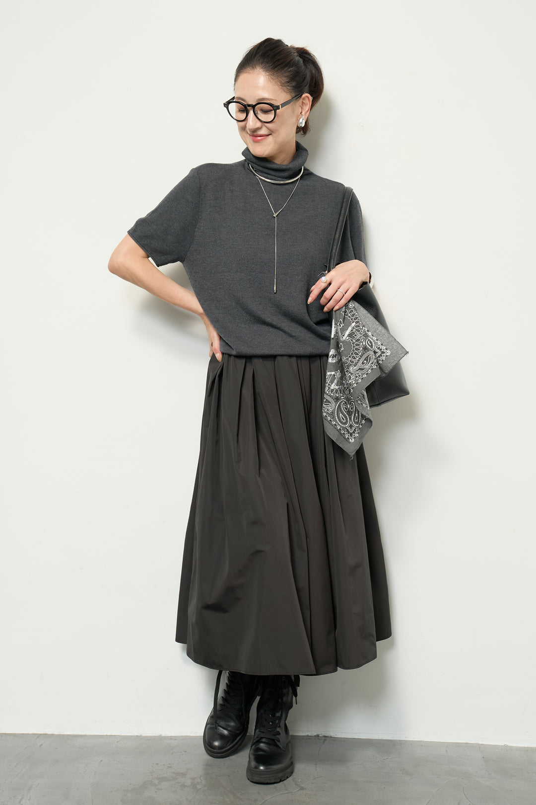 半袖タートル起毛カットソー