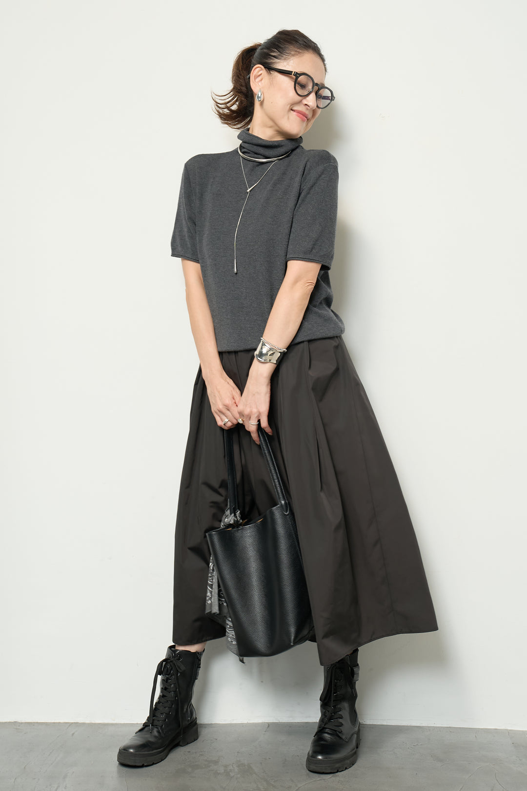 半袖タートル起毛カットソー