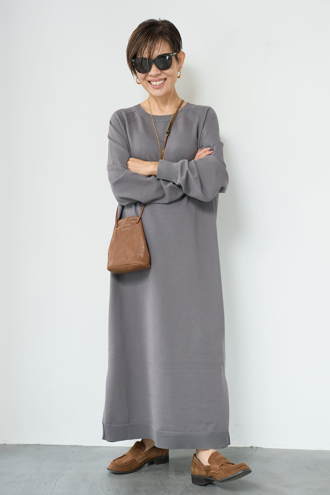 リブニットワンピース