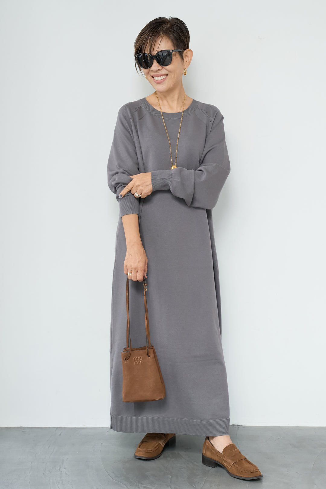 リブニットワンピース