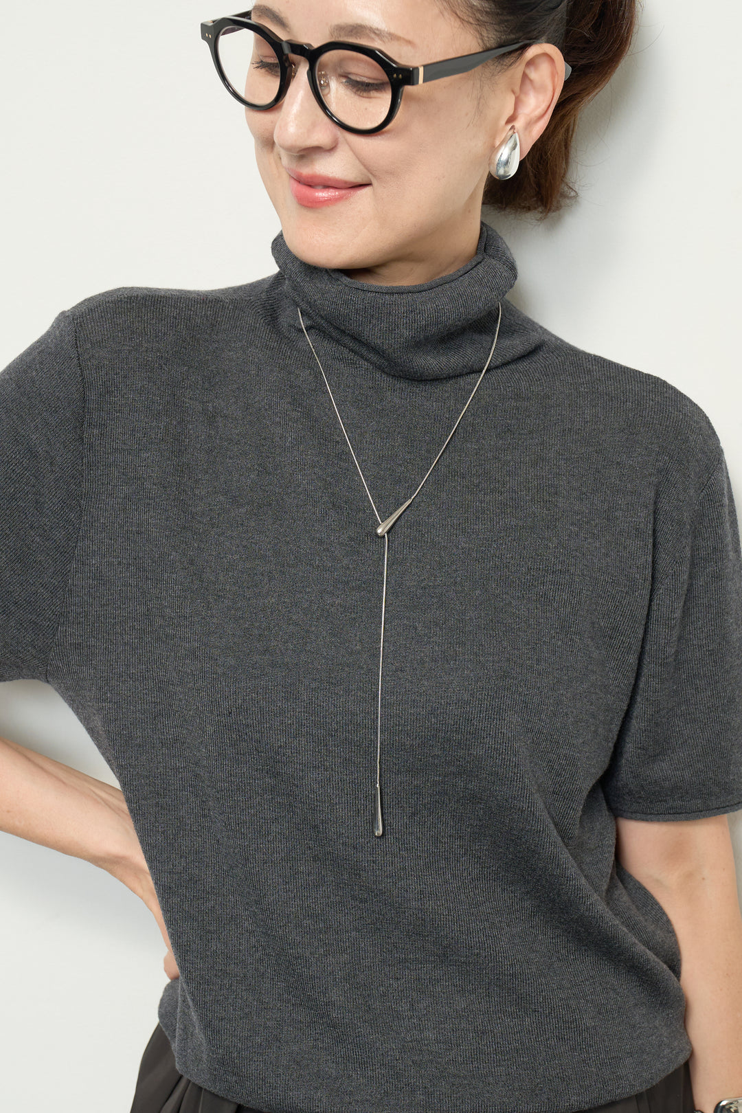 半袖タートル起毛カットソー