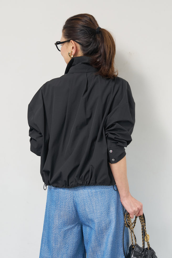 [SET]裾ドロストクロップドシャツ+デニムライクヘリンボーンパンツ(2set)