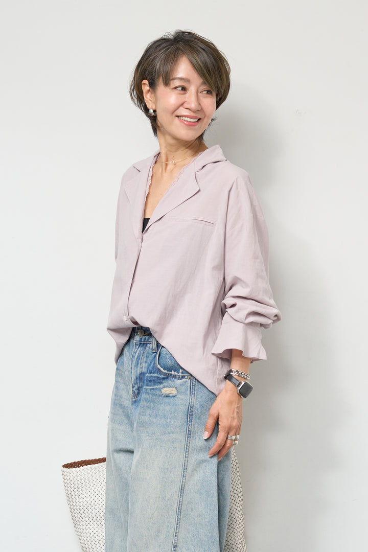 レース付オープンカラーシャツ