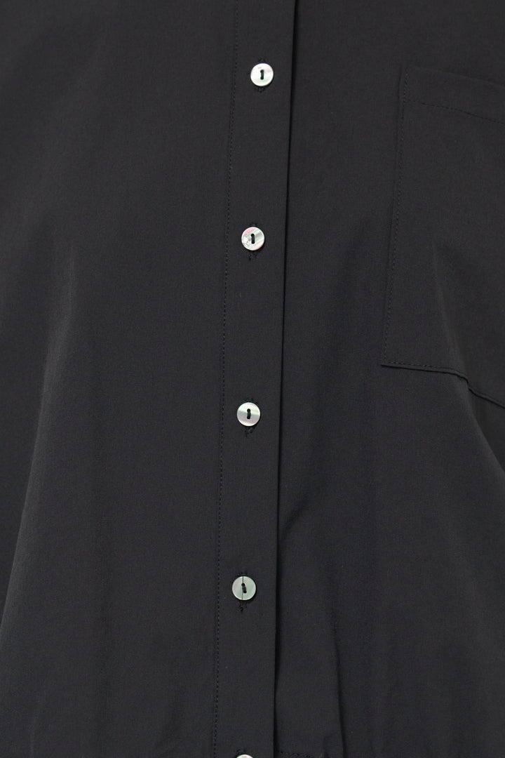 [SET]裾ドロストクロップドシャツ+デニムライクヘリンボーンパンツ(2set)