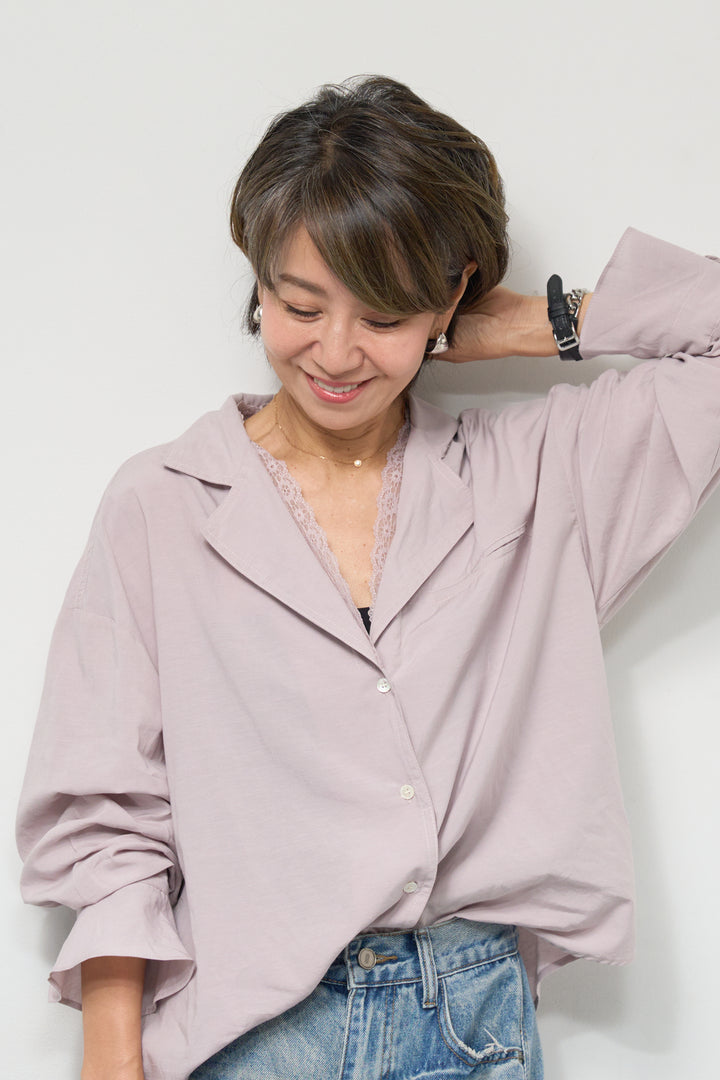 レース付オープンカラーシャツ