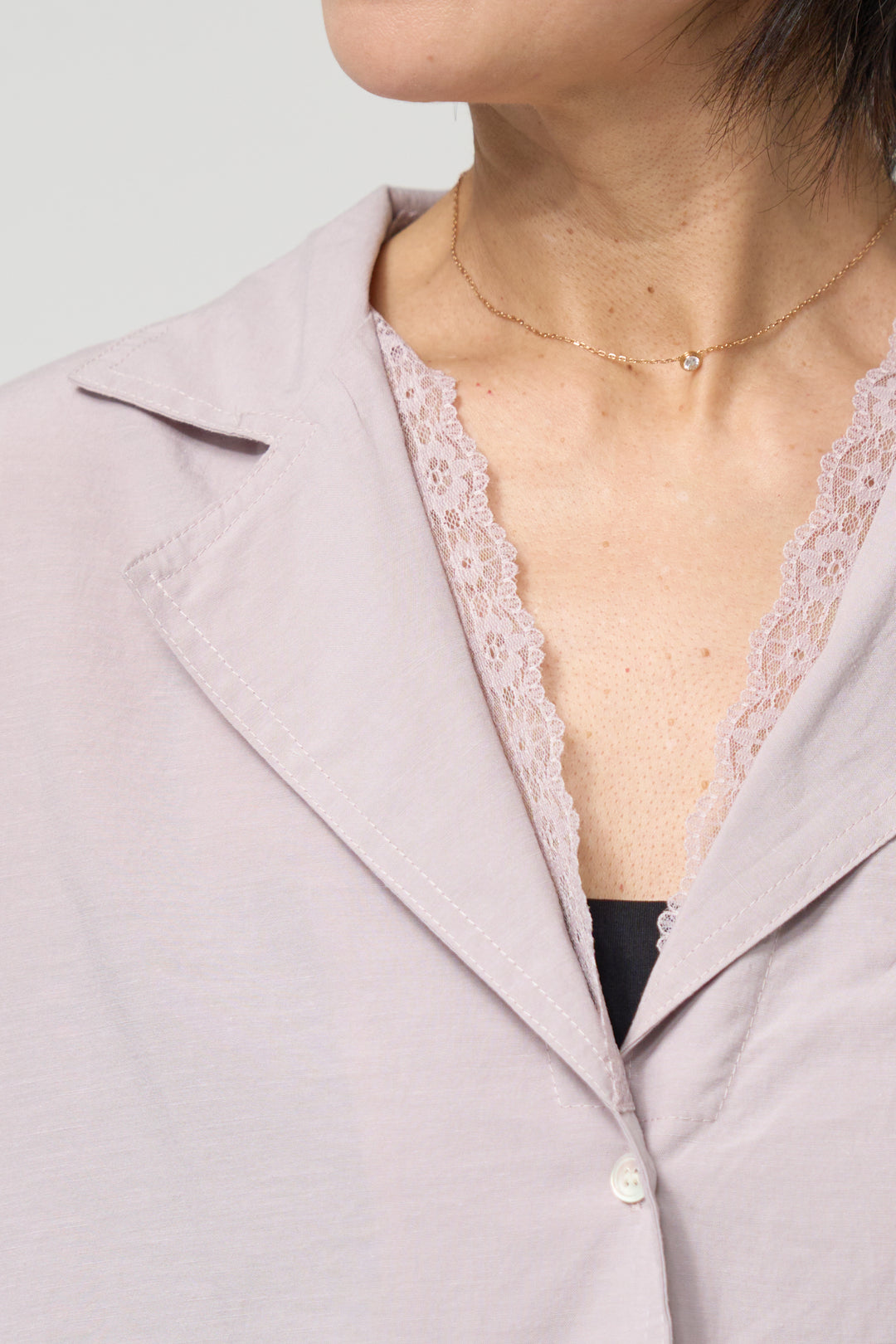 レース付オープンカラーシャツ