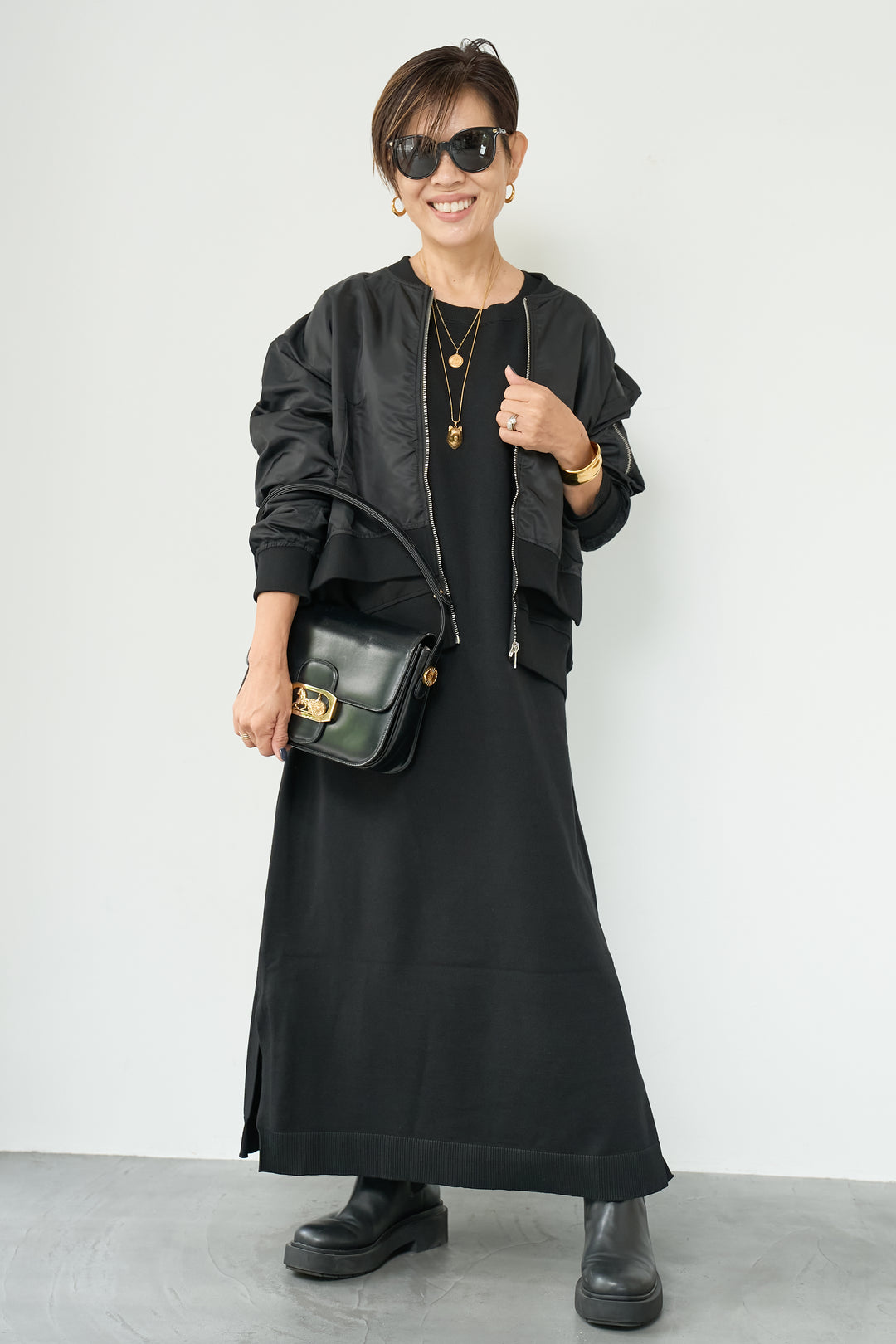 リブニットワンピース