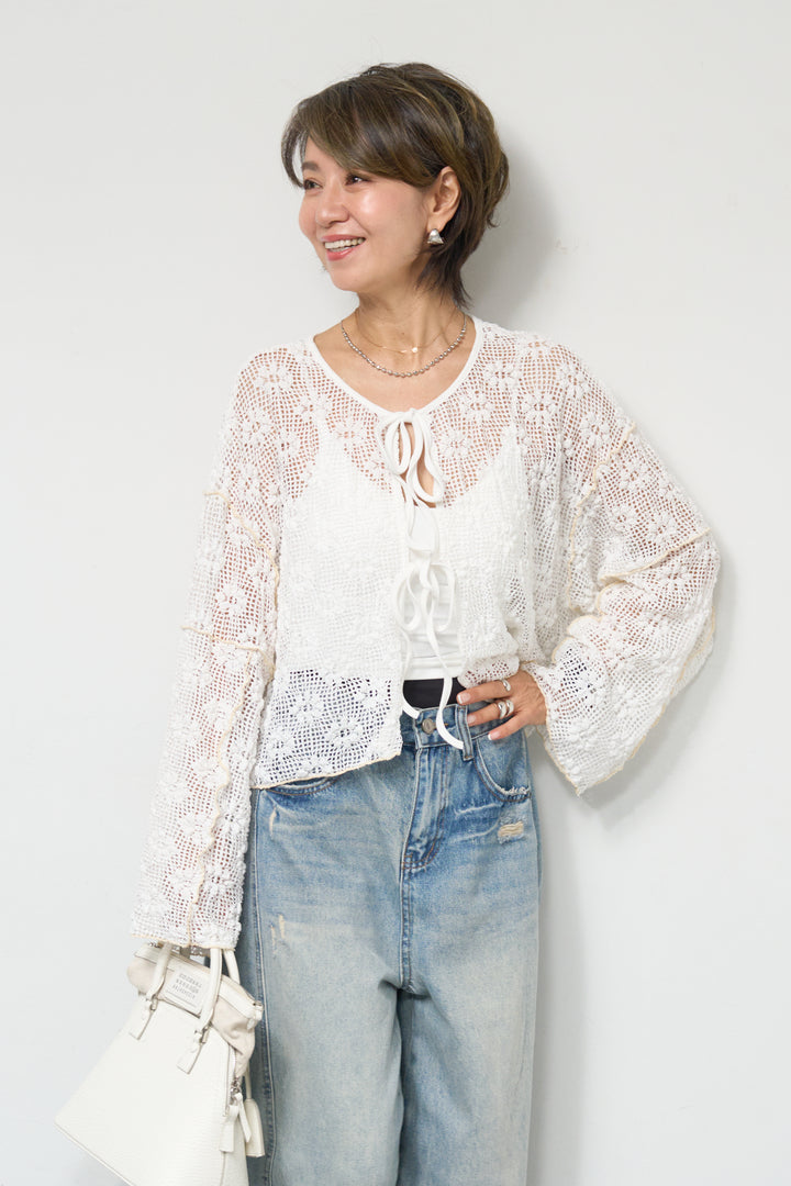 レースリボンカーディガン