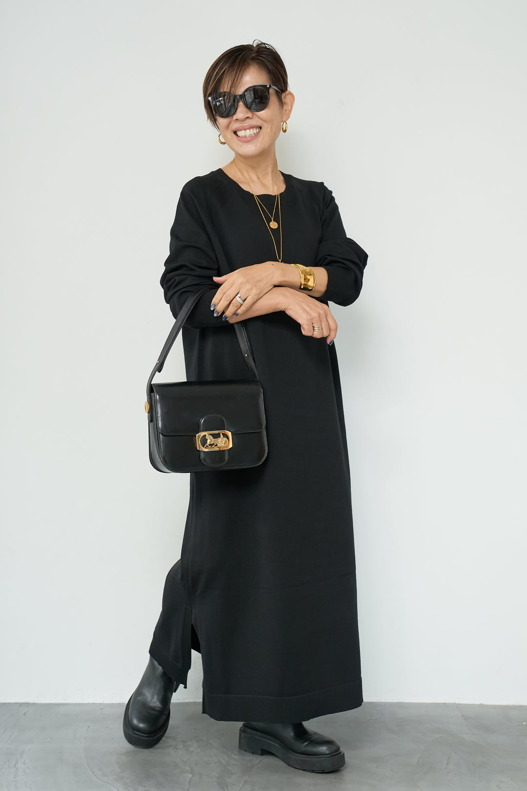 リブニットワンピース