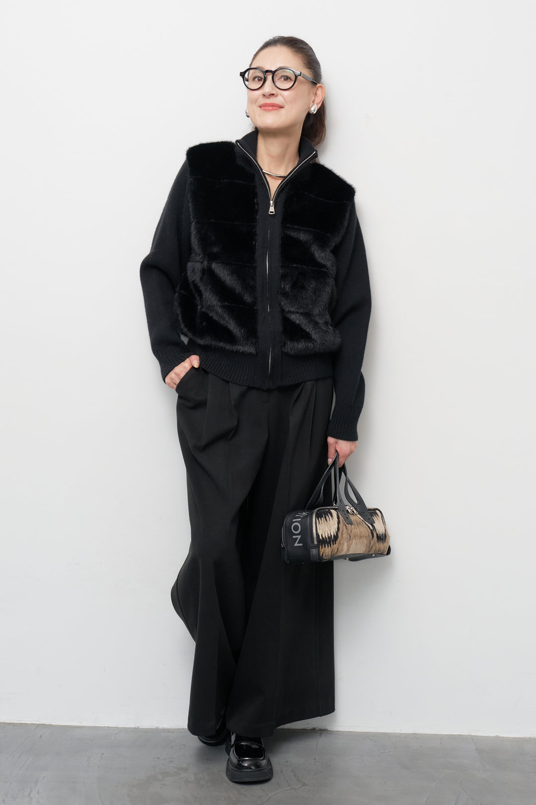 [SET]エコファーコンビジップブルゾン+メルトンタックワイドパンツ(2set)