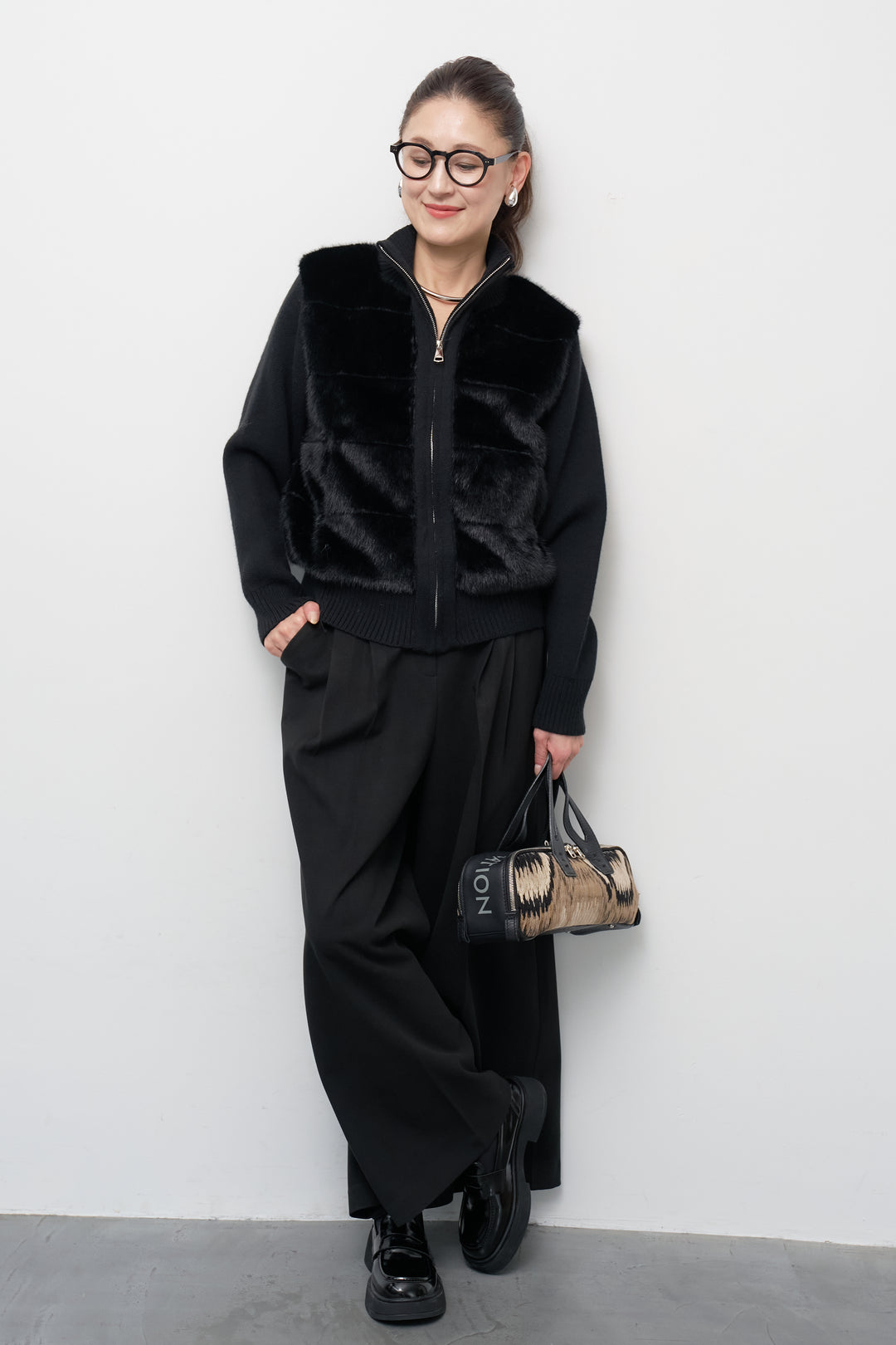 [SET]エコファーコンビジップブルゾン+メルトンタックワイドパンツ(2set)