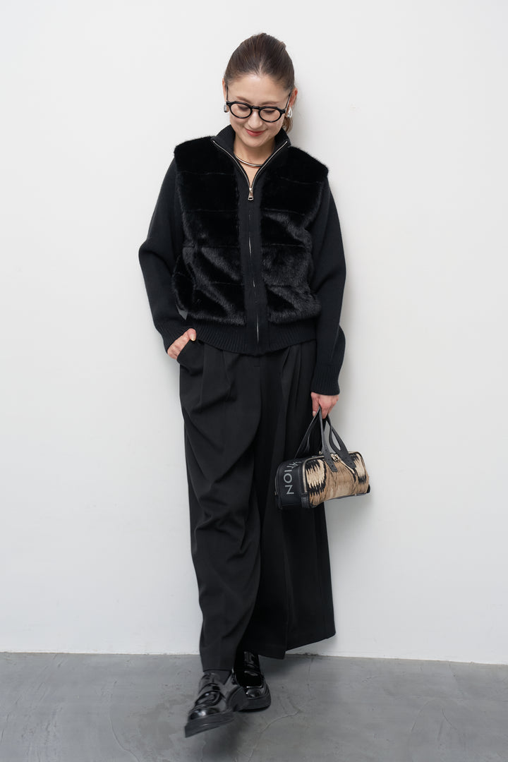 [SET]エコファーコンビジップブルゾン+メルトンタックワイドパンツ(2set)