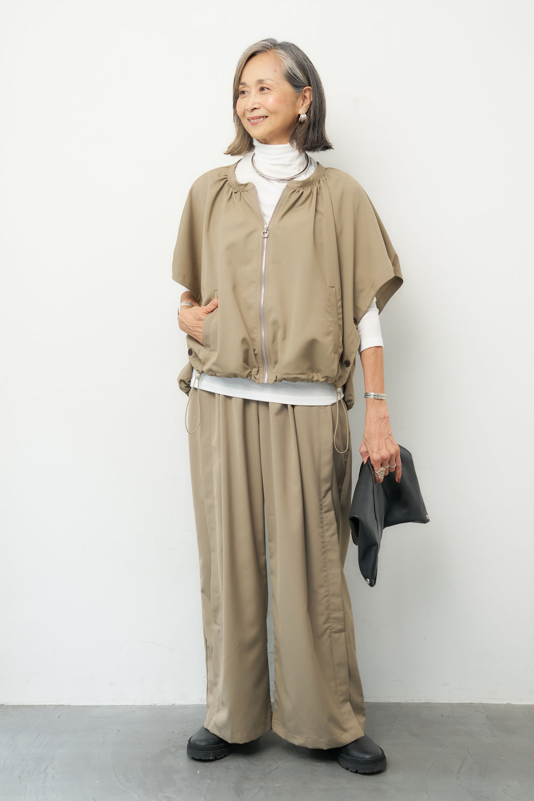 ウエストレイヤード ワイドパンツ