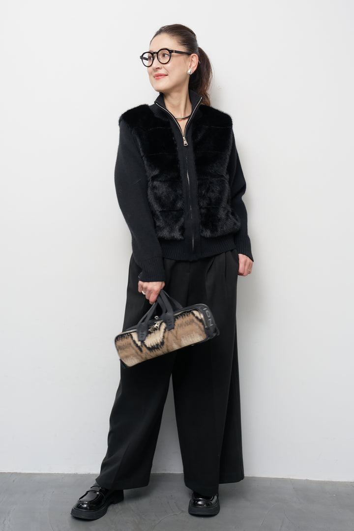 [SET]エコファーコンビジップブルゾン+メルトンタックワイドパンツ(2set)