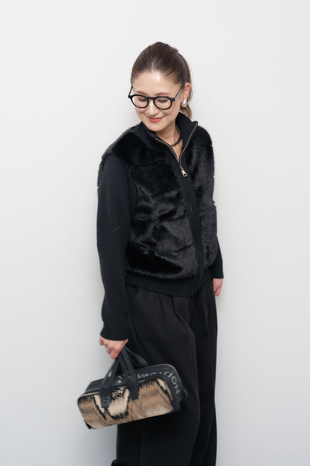 [SET]エコファーコンビジップブルゾン+メルトンタックワイドパンツ(2set)