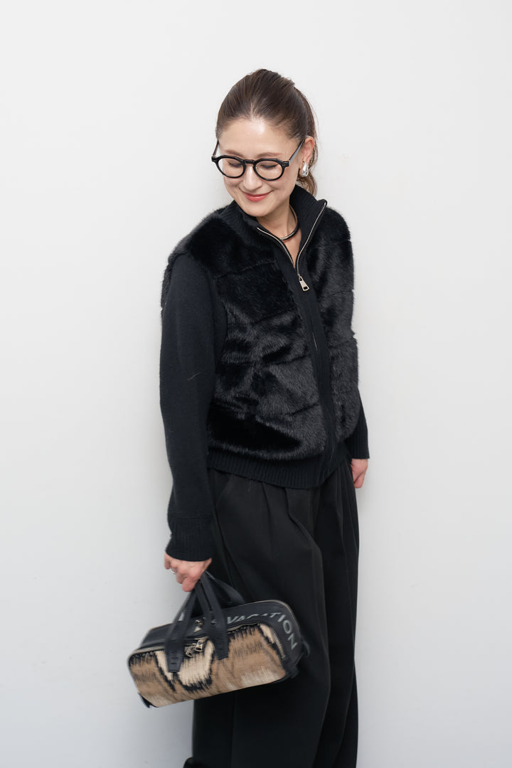 [SET]エコファーコンビジップブルゾン+メルトンタックワイドパンツ(2set)