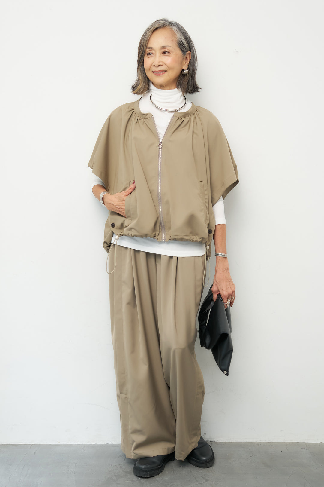 ウエストレイヤード ワイドパンツ