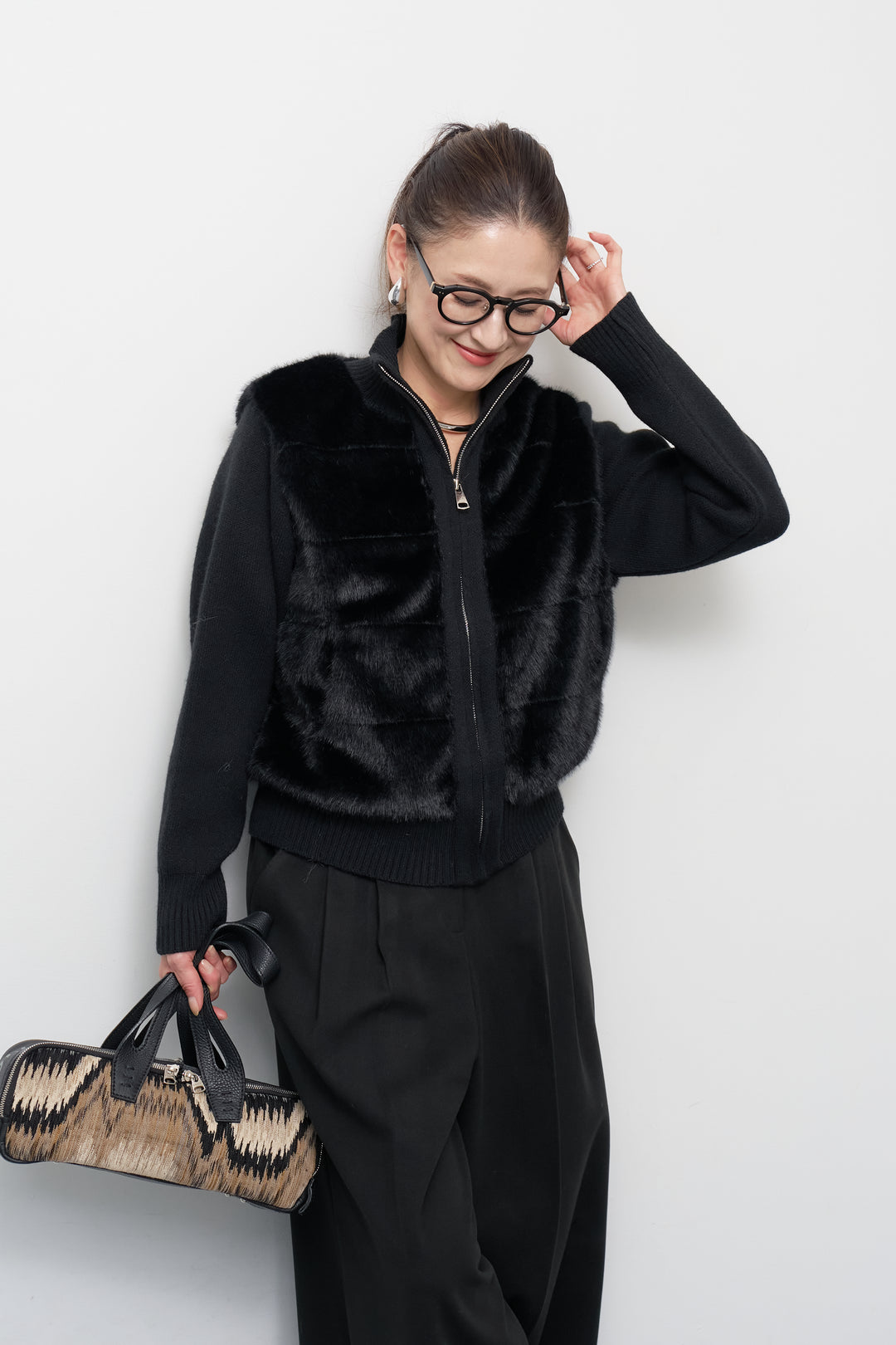 [SET]エコファーコンビジップブルゾン+メルトンタックワイドパンツ(2set)