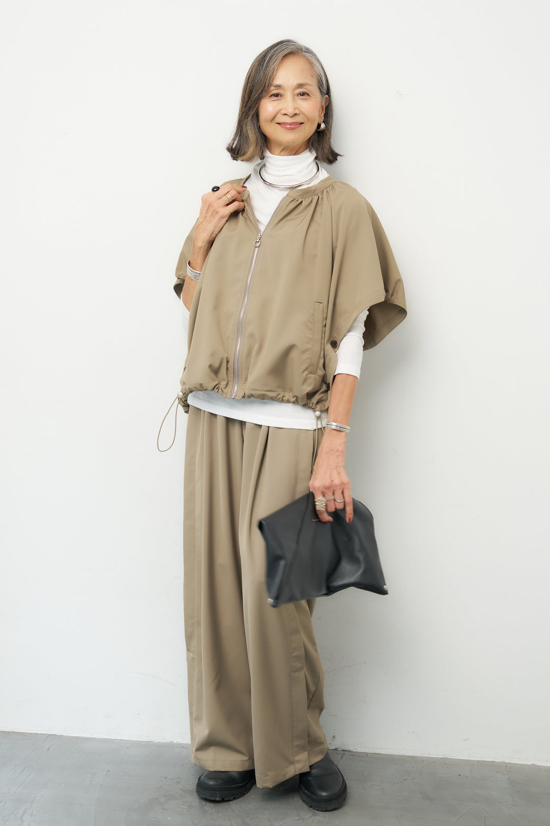 ウエストレイヤード ワイドパンツ