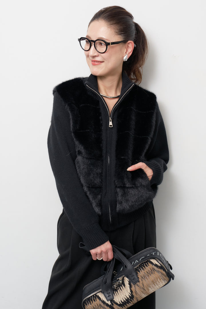 [SET]エコファーコンビジップブルゾン+メルトンタックワイドパンツ(2set)