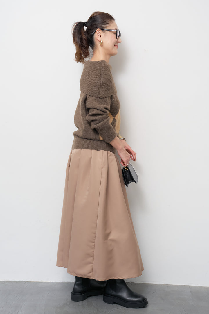 アーガイルオフショルニット