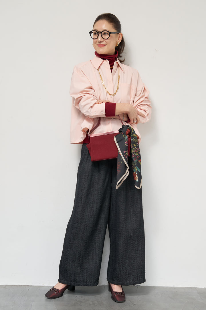 裾ドロストクロップドシャツ