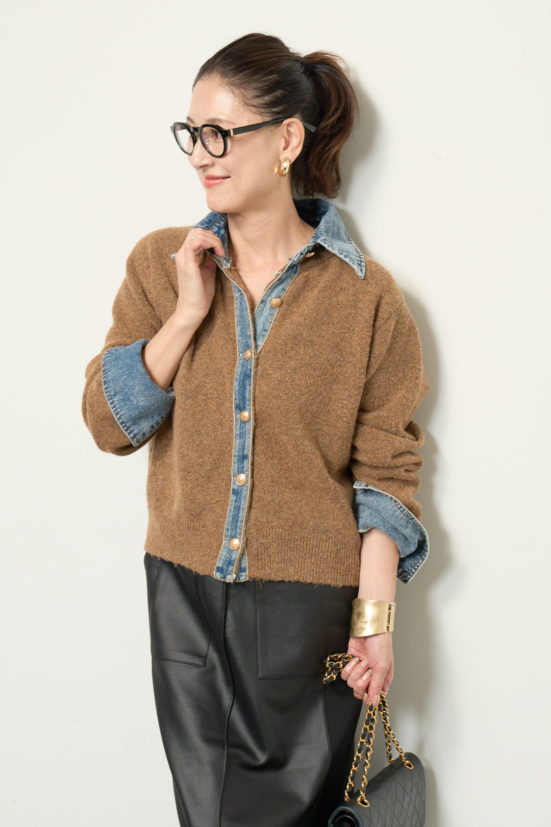 【2SET】デニム×ニットシャツ