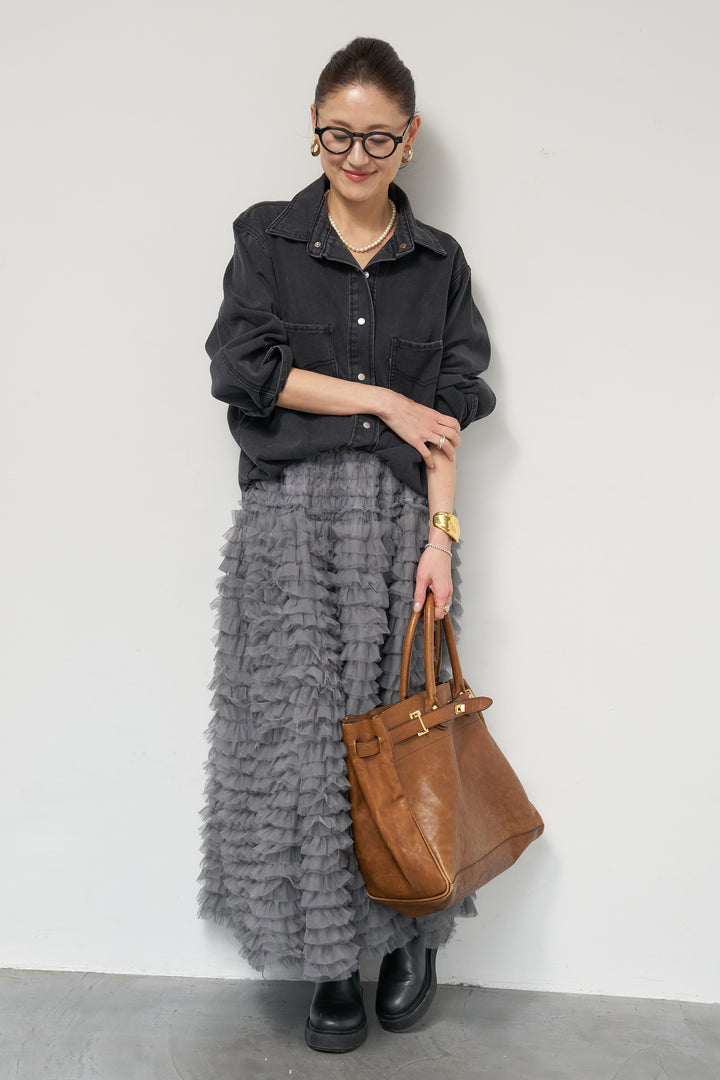 ソフトデニムオーバーシャツ