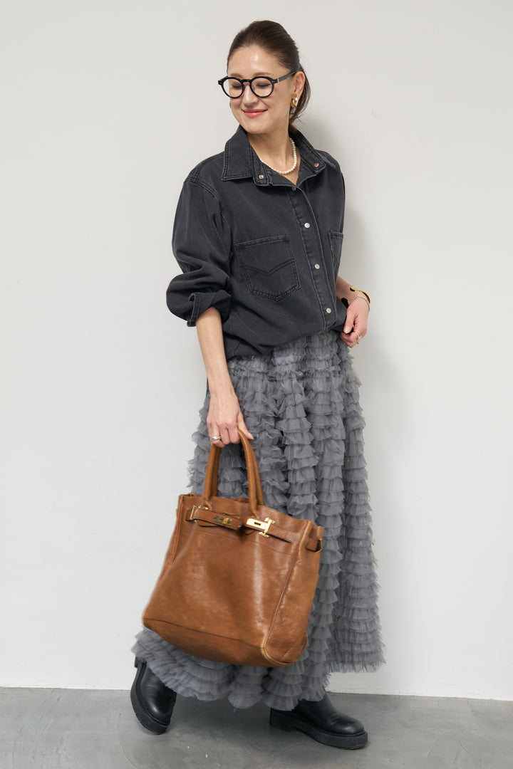 ソフトデニムオーバーシャツ