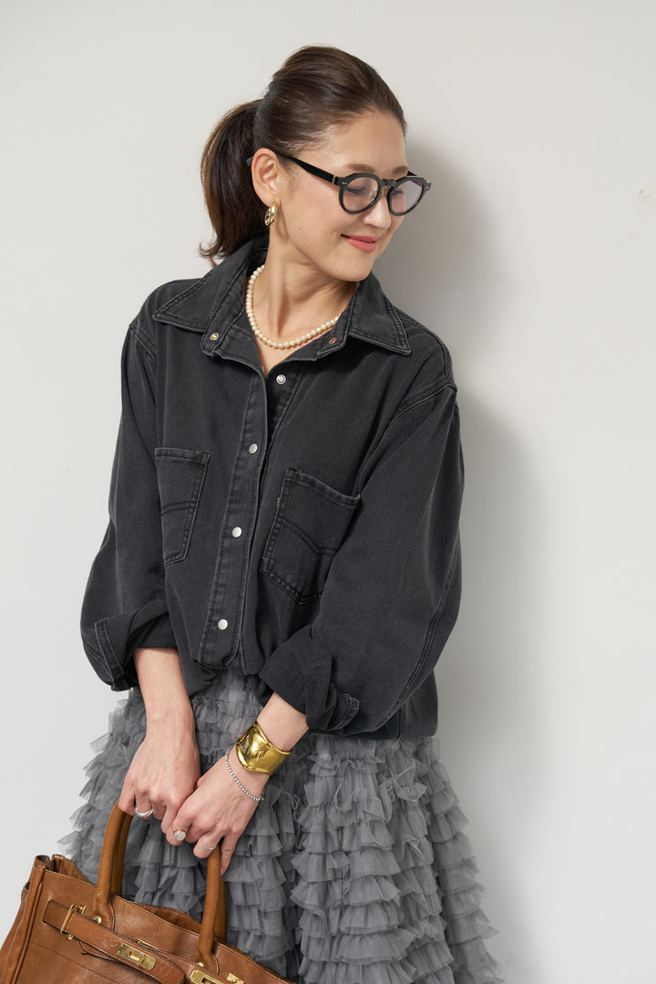 ソフトデニムオーバーシャツ