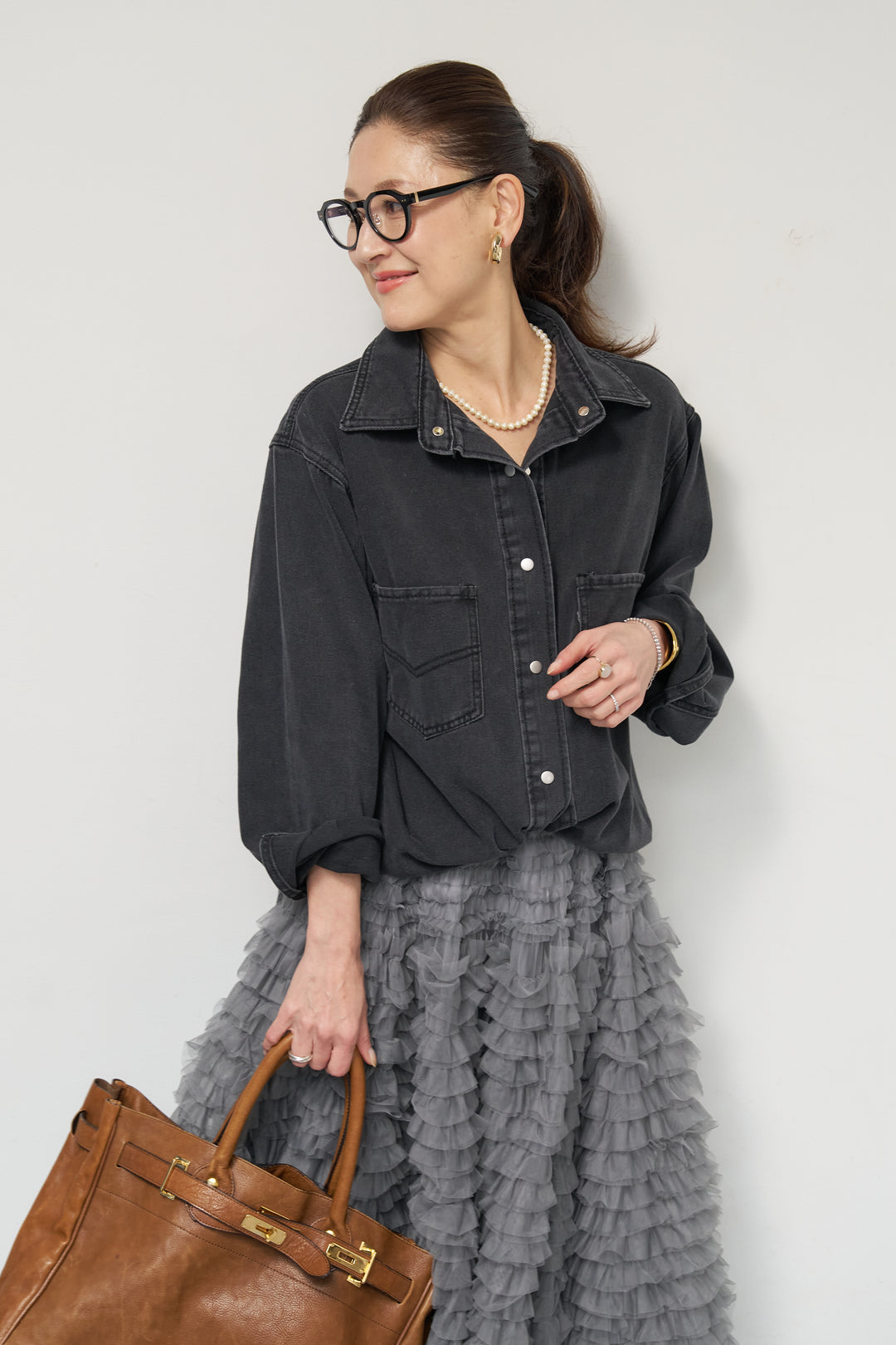 ソフトデニムオーバーシャツ