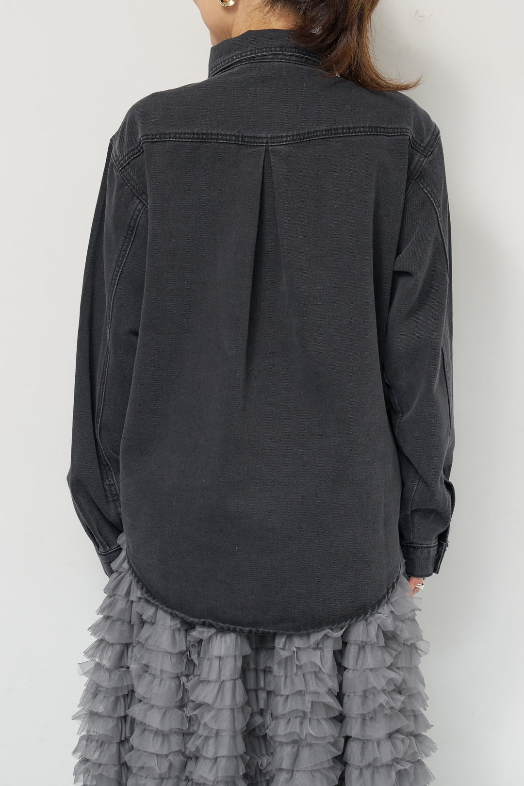 [SET]ソフトデニムオーバーシャツ+チュールティアードスカート(2set)