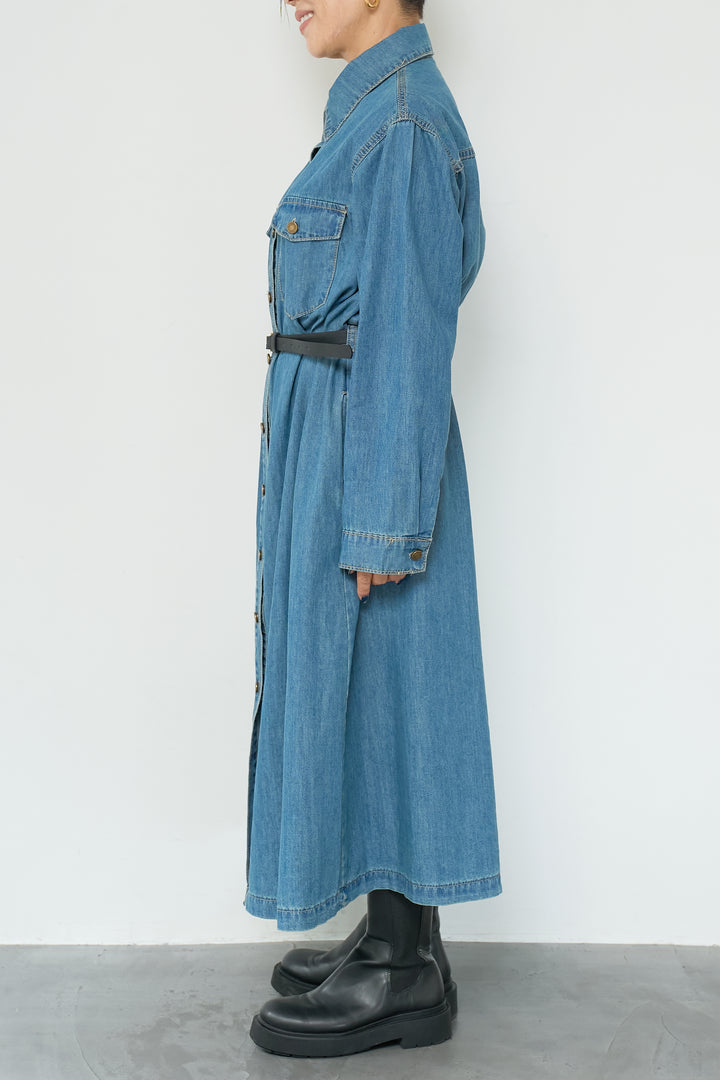 ウエストベルトデニムワンピース