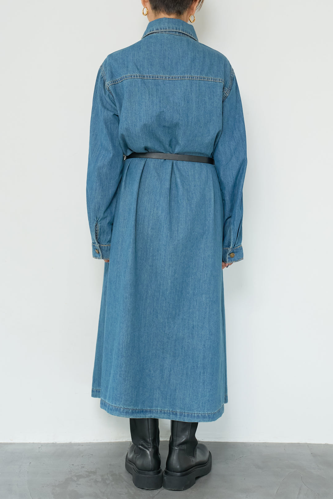 ウエストベルトデニムワンピース