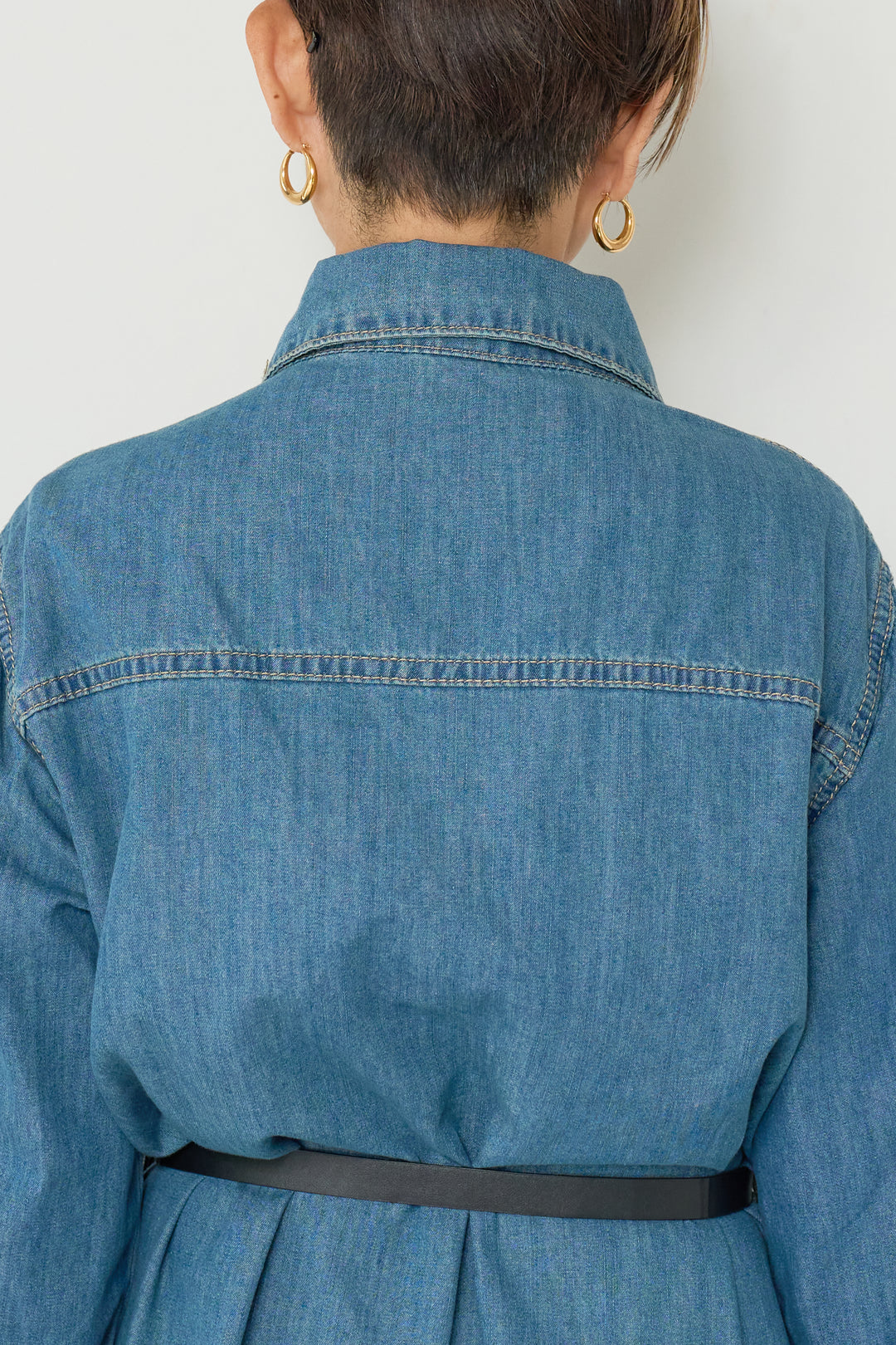 ウエストベルトデニムワンピース