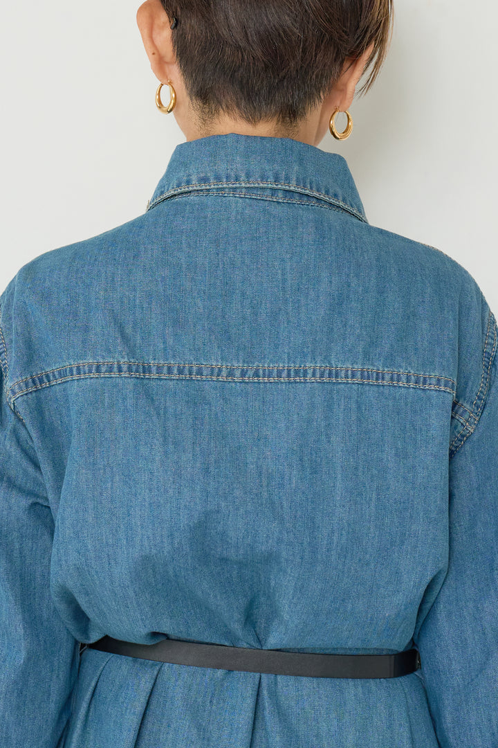 ウエストベルトデニムワンピース