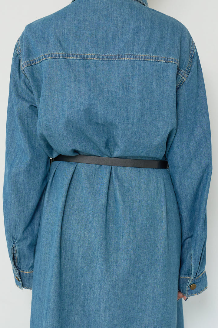 ウエストベルトデニムワンピース