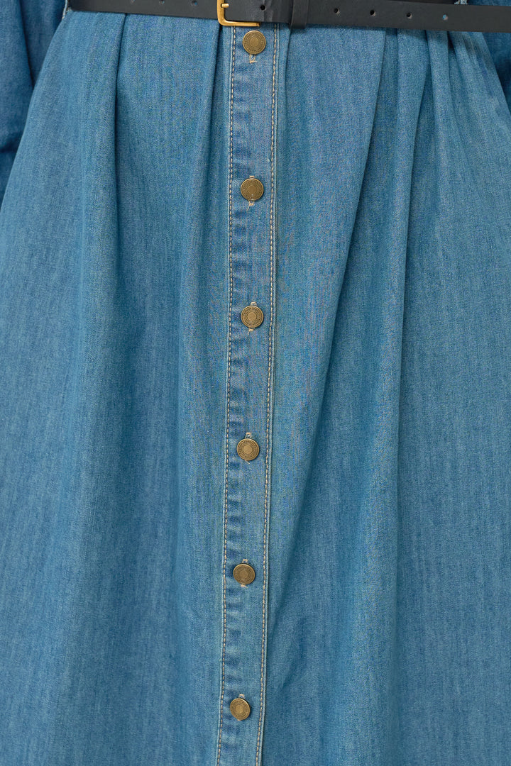 ウエストベルトデニムワンピース