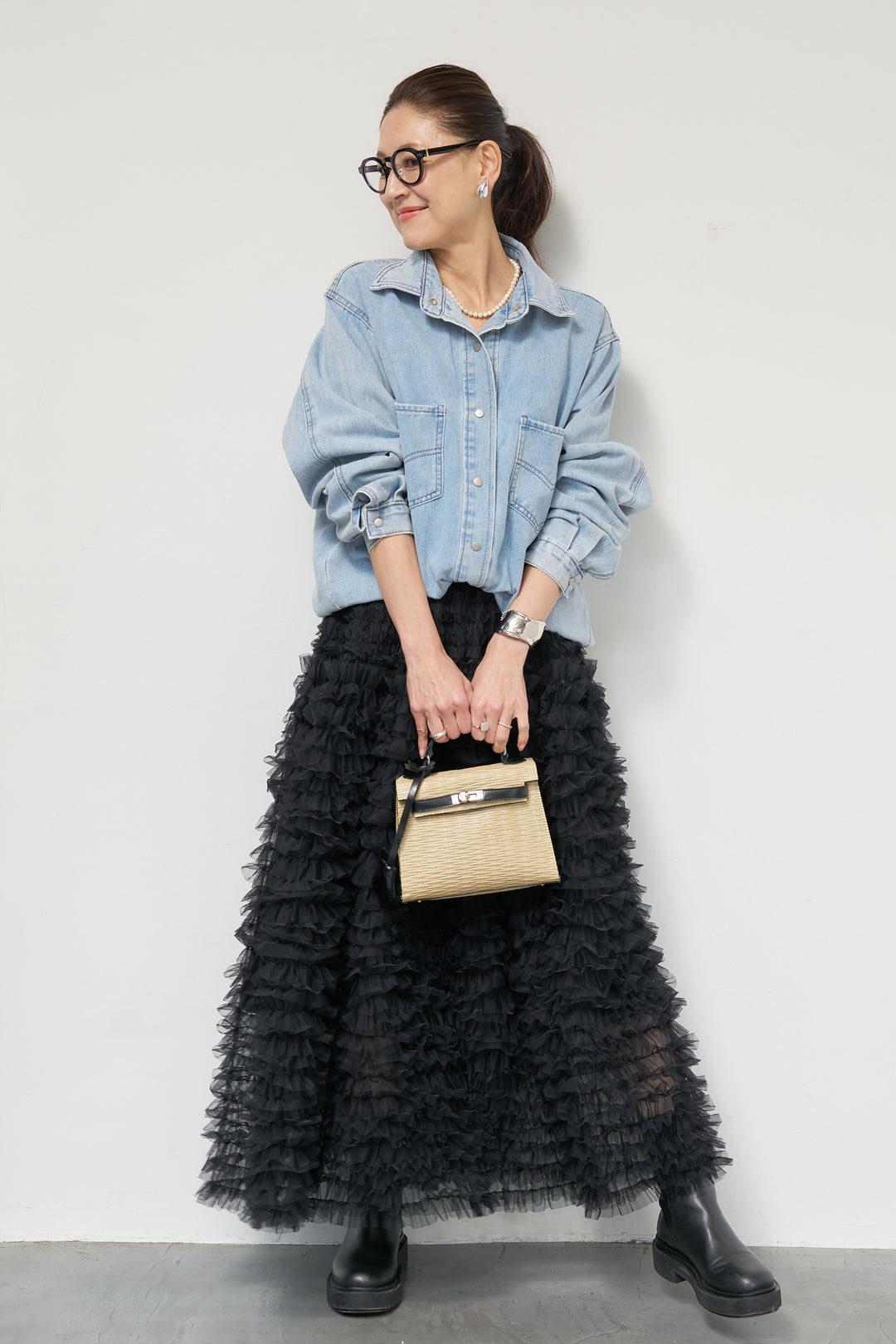 ソフトデニムオーバーシャツ