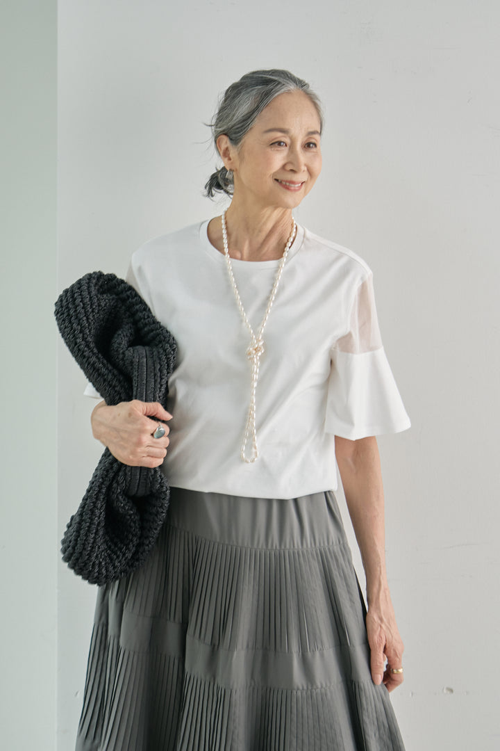 [SET] Biosil smooth pullover + pleated tiered skirt (2set)