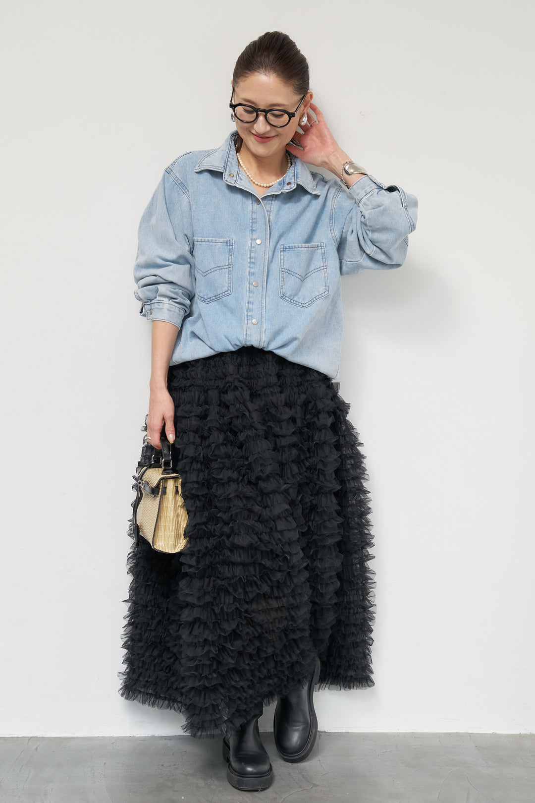 ソフトデニムオーバーシャツ